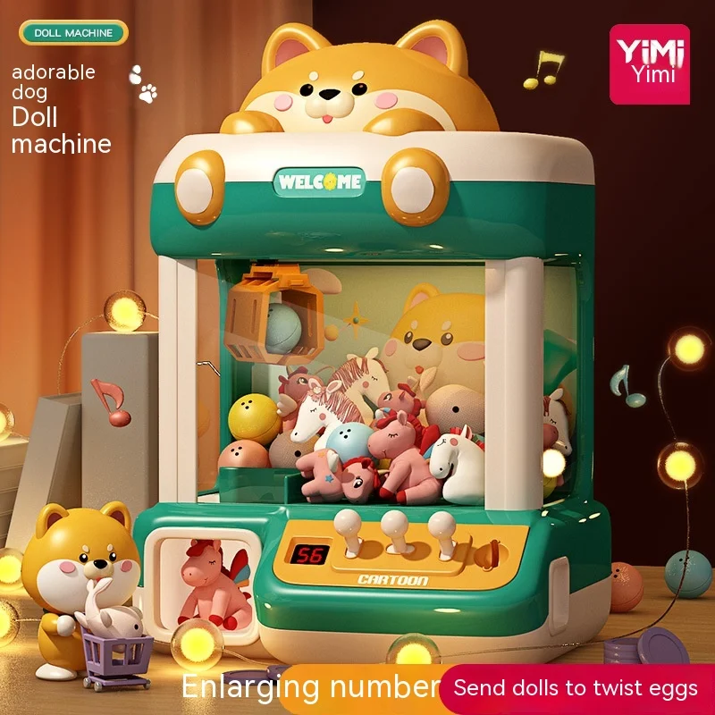 Diy Automatic Coin Operated Play Game Doll Machine Kids Claw Machine Crane Household Mini Mini Jeux Toy Music Doll For Christmas