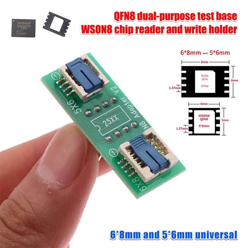 

Universal QFN8/WSON8 Socket Adapter 2-in-1 for 6*5MM & 8*6MM SMT Chips BIOS Flash Socket for Electronic Repair And Modification