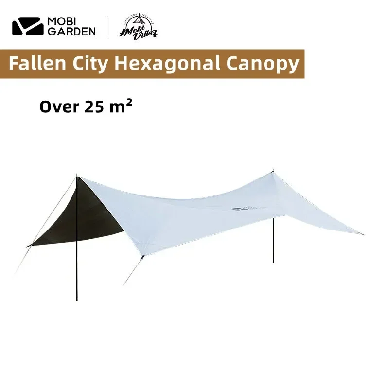 MOBI GARDEN Canopy Pergola Outdoor Family Camp Camping Rain-Proof Oversize Sunscreen Hanging Silver Large Canopy