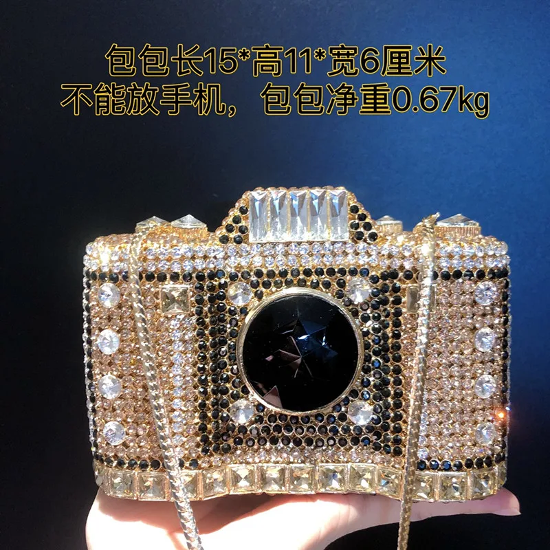 Women Newest Camera Stone Evening Bags Pochette Handmade Prom Clutch Bags Luxury Party Camera Purse Wedding Crystal Day Clutches