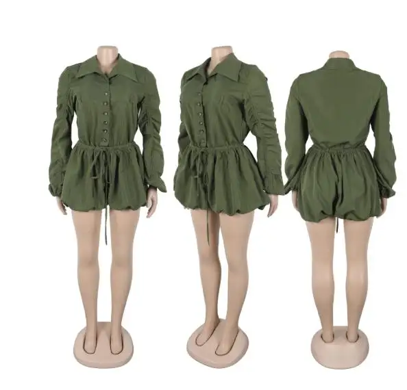 2025 Sexy Jumpsuit Woman New Fashion 2025 Casual Sexy Elegant Drawstring High Waisted Short Jumpsuit Wrinkled Button Up Jumpsuit