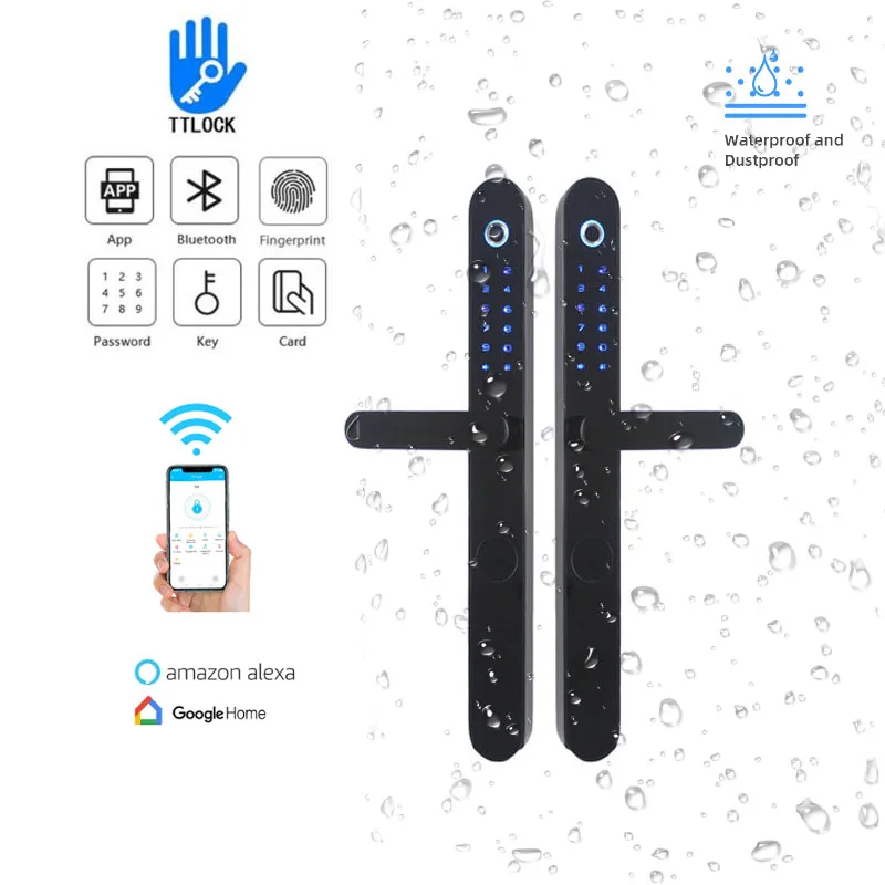 

waterproof TT lock dual fingerprint door lock mobile remote control smart sliding door lock