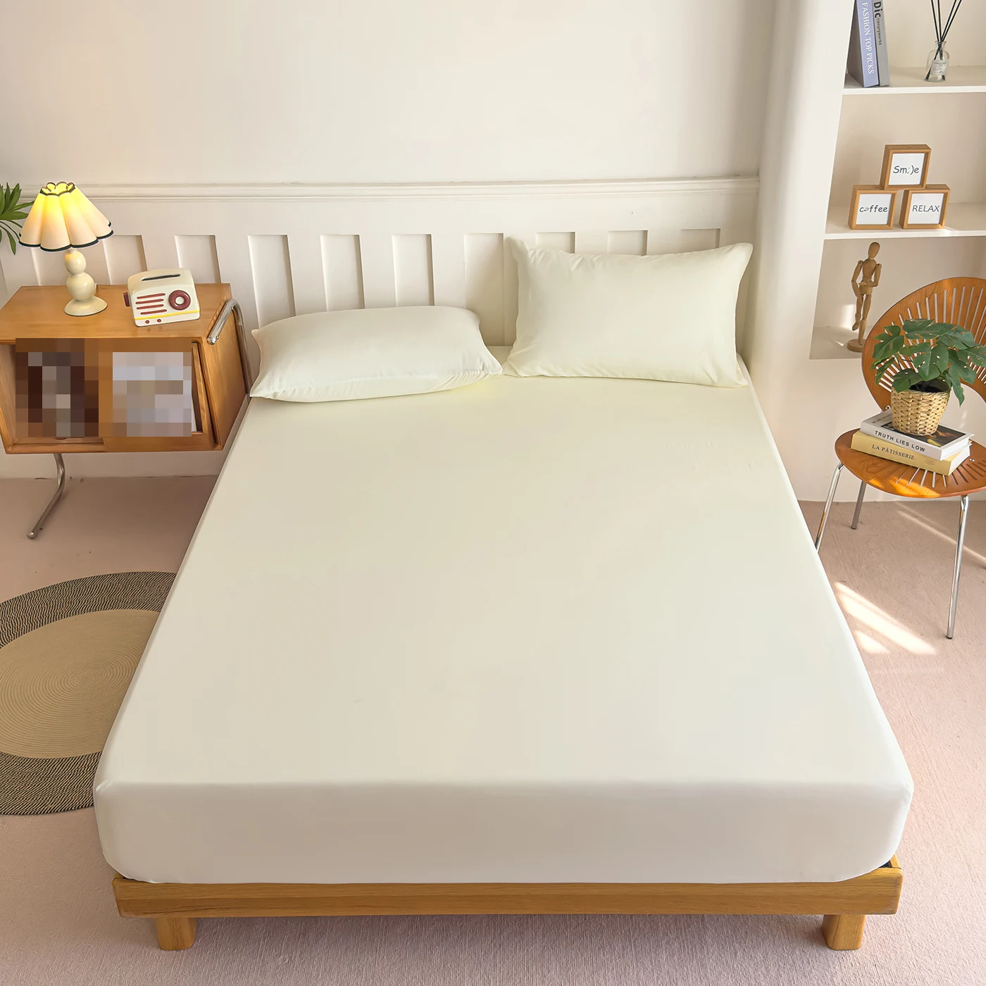 90/150//180x200 Fitted Bed Sheet With Elastic Band Solid Color Mattress Covers Protector For Single Double King Beds 100% Cotton