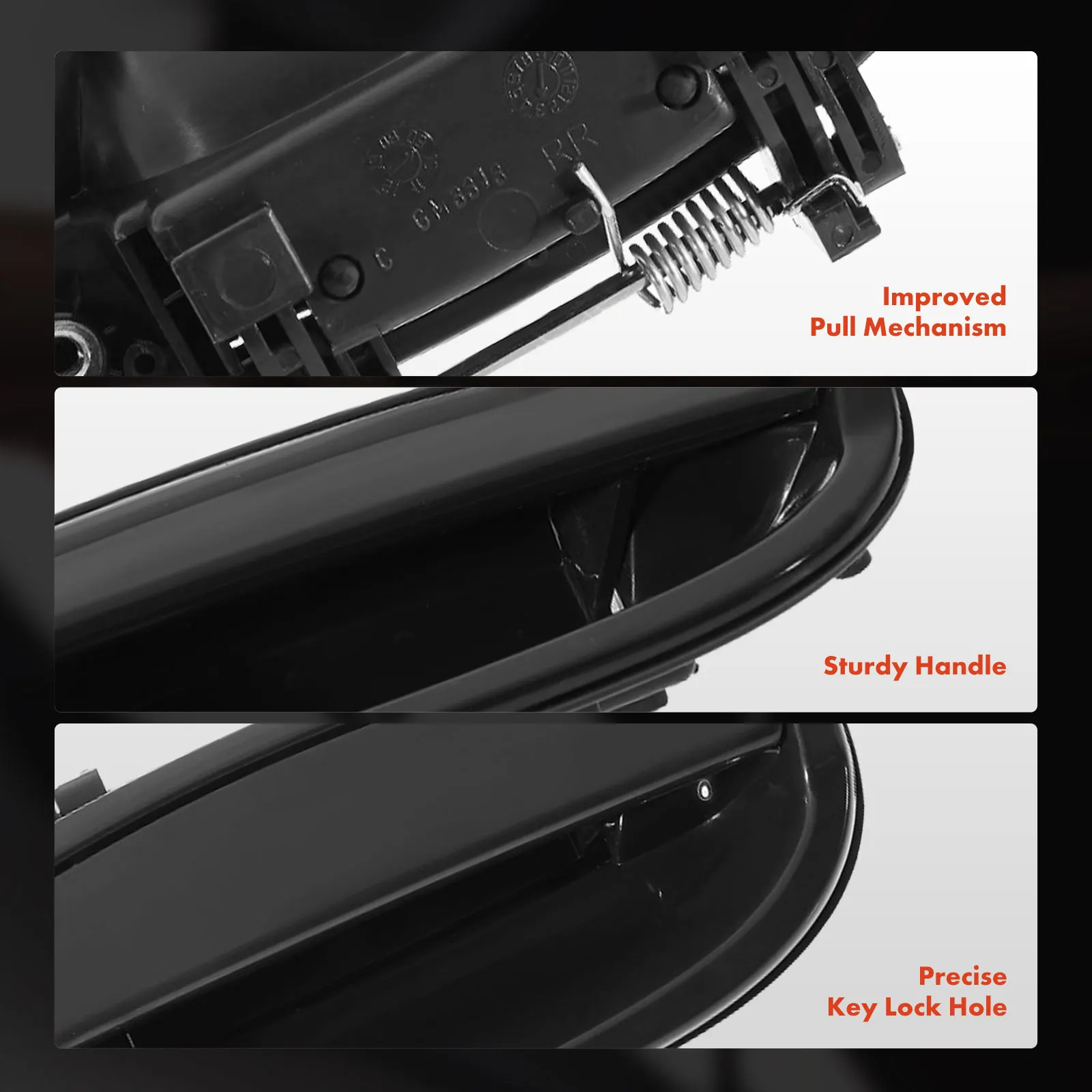 A-Premium Rear Passenger Side Smooth Black Exterior Door Handle for Chevrolet Spark 2006-2009