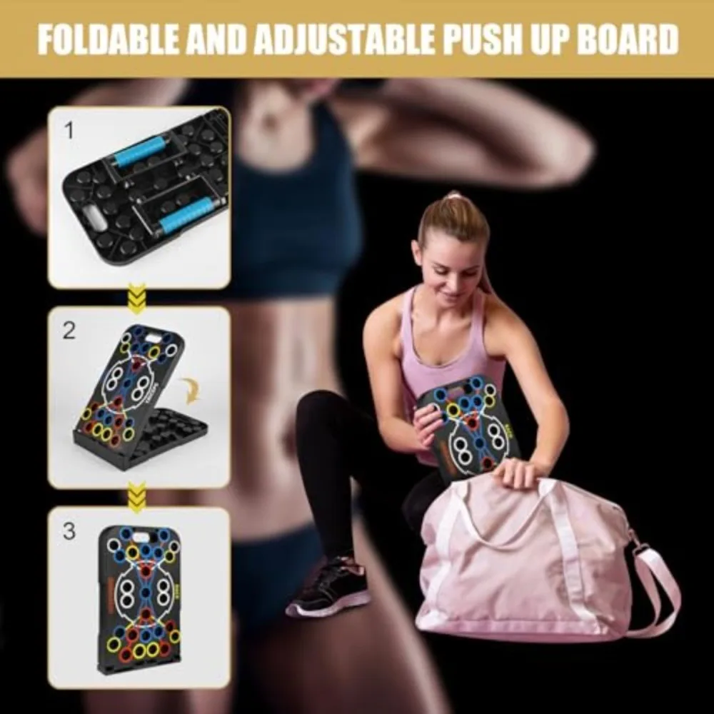 All-in-One Push Up Board for Men & Women, 56 Workout Angles, Foldable Home Fitness Equipment with Exercise Guide