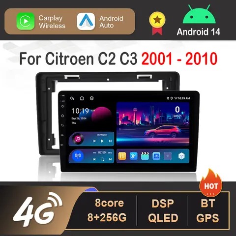 안드로이드 14 시트로엥 C2 C3 2001 - 2010 GPS Navi 블루투스 차량용 라디오 비디오 멀티미디어 플레이어 WiFi 4G DSP 스테레오 자동 도구