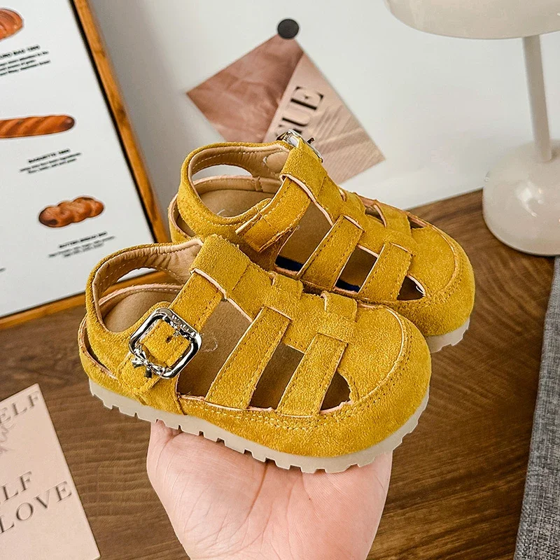 

Fashion Girls Beach Sandals Summer New Anti-kick Children Causal Shoes Simple Woven Style Kids Roman Sandals Outdoor Hollow-out