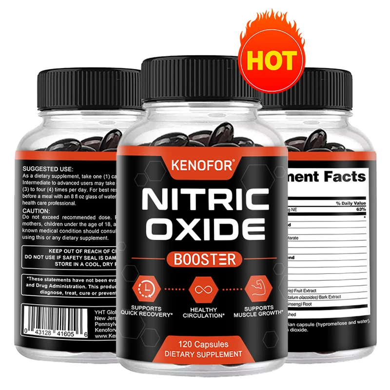 

Nitric Oxide Supplement - L-Arginine Amino Acid, Endurance Booster, Builds Muscle Mass, Non-GMO Gluten-Free Dietary Supplement