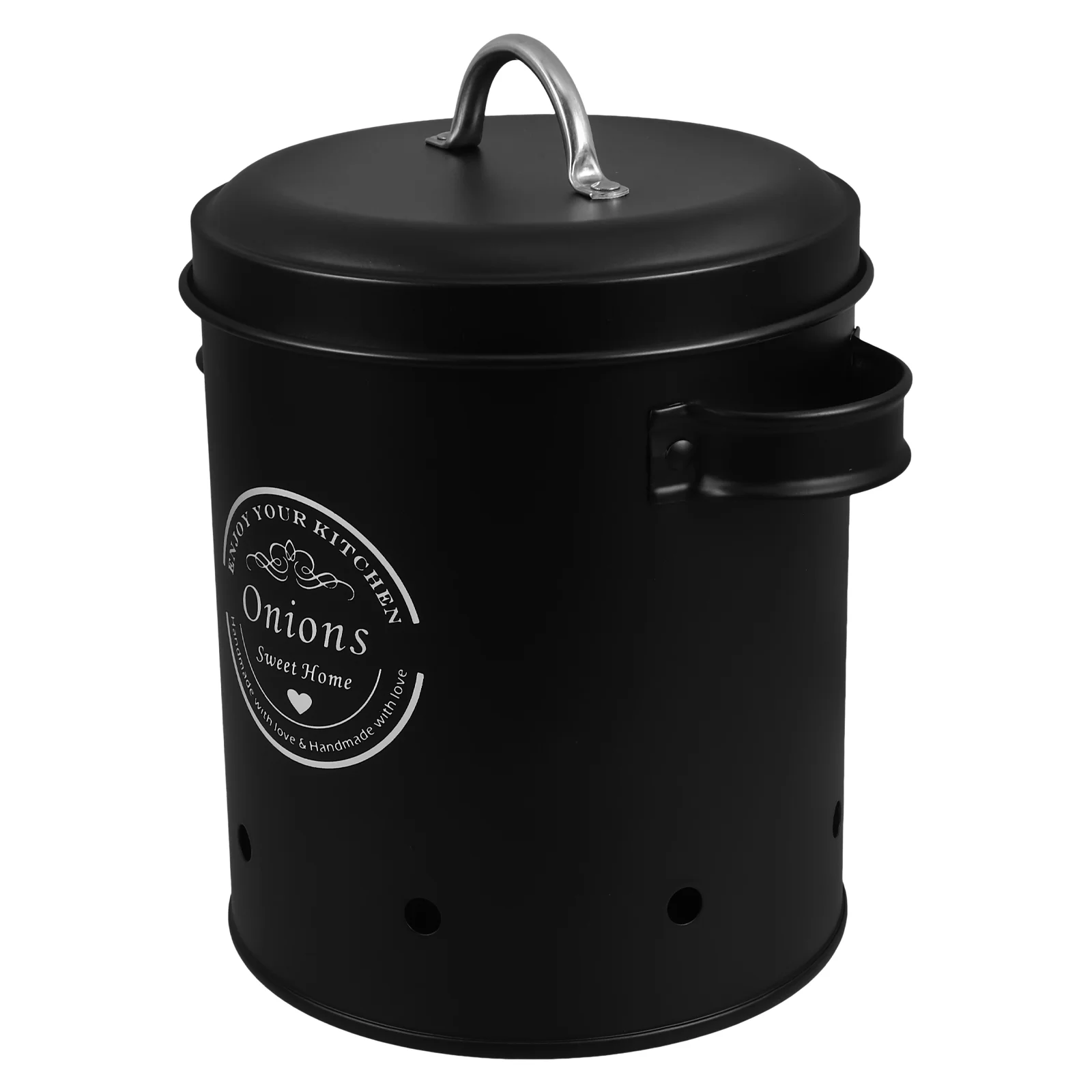 

Onion Bucket Storage Tank Jar Garlic Container with Lid Beans Home Supplies Iron Canned Food