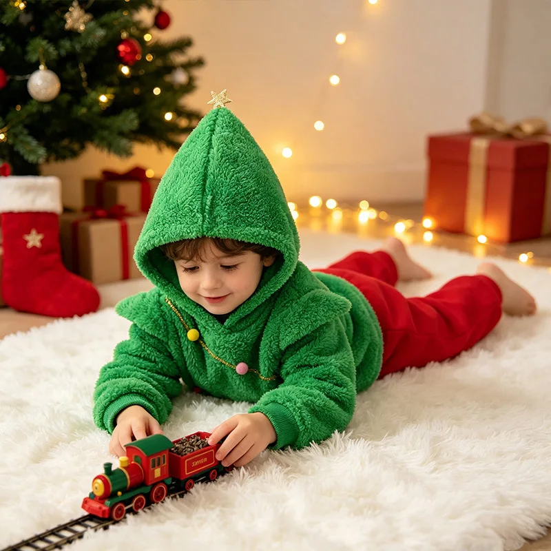 Christmas Tree Kids Costume Children's Christmas Tree Set Christmas Party cosplay costume