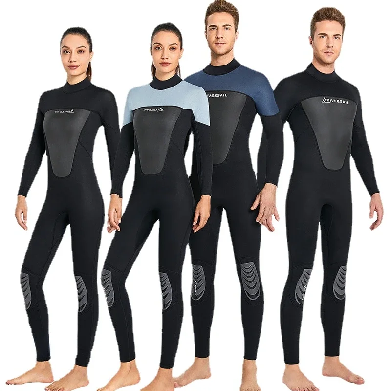 Full Body Neoprene Wetsuit for Men and Women Black Cold-proof One-piece Long Sleeves Diving Suit Surf Swim Kayak Scuba 3mm