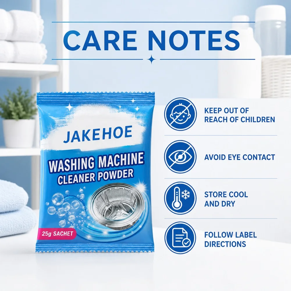 JAKEHOE Washing Machine Cleaner Powder 25g Sachets for Washer Drum Tub Routine Cleaning Visible Residue Buildup and Regular Care