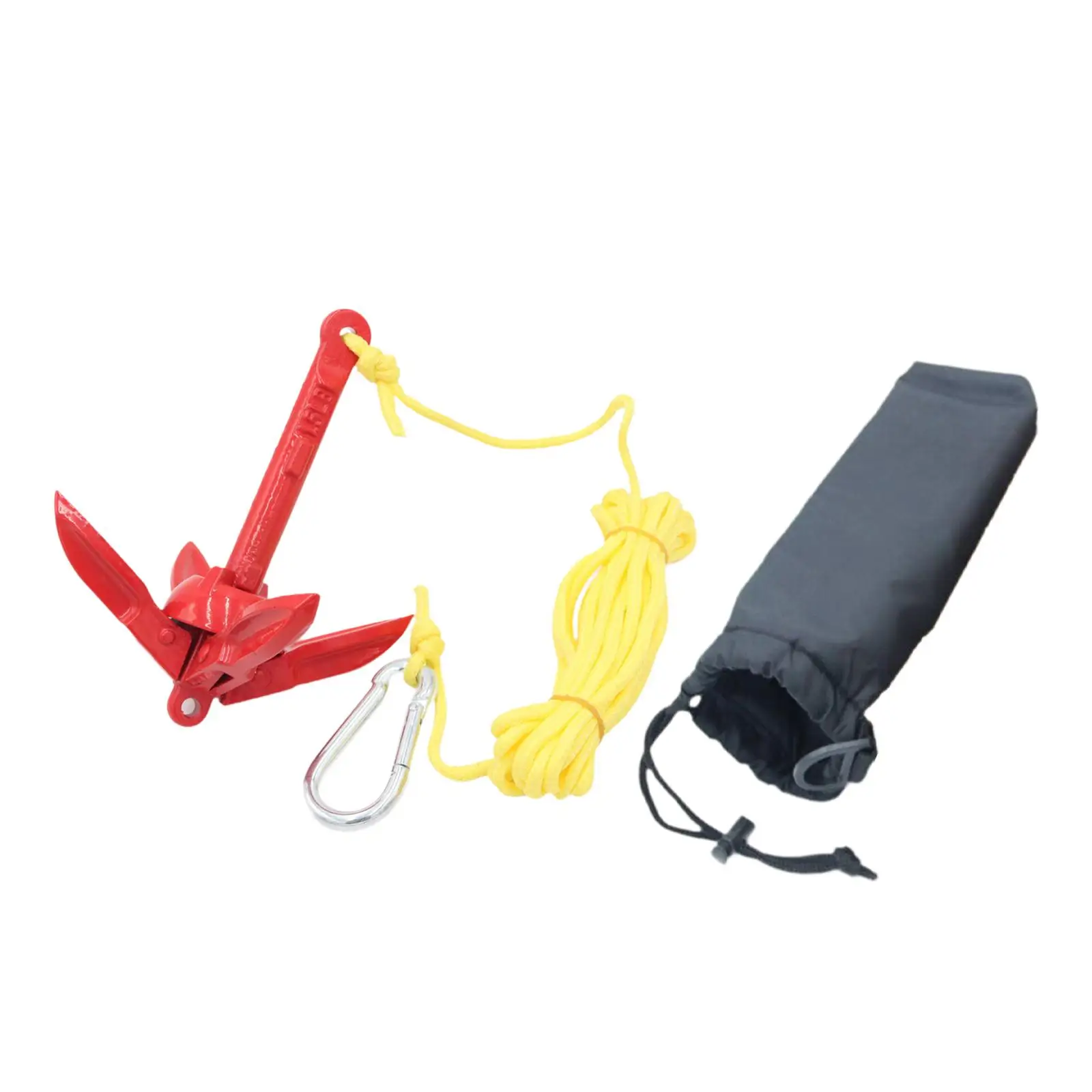 Carbon Steel Folding Boat Anchor Kit with Rope and Hooks for Inflatable Kayak Fishing Boat Marine Use