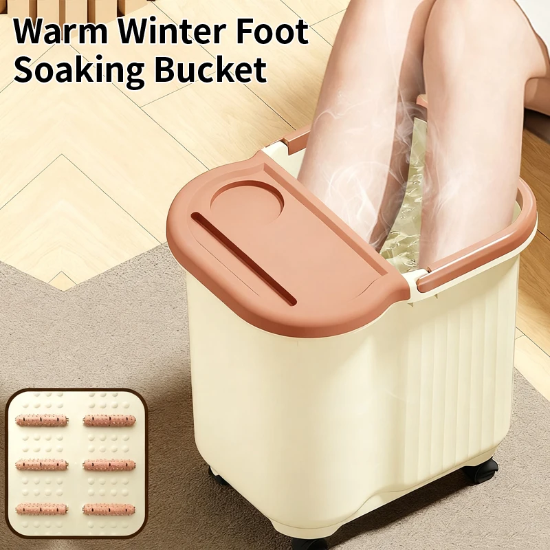 Knee High Deep-Soak Foot Bath Tub Household Winter Insulation Hand-held Massage Style Large Health Foot Wash Tub