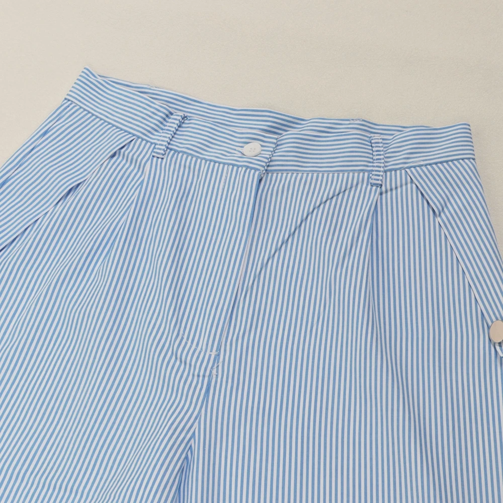 Women Slim Fit T-shirt Top & Wide Leg Pants Set Flower Pattern Decor Elegant Striped Two Pieces Sets y2k Outfits