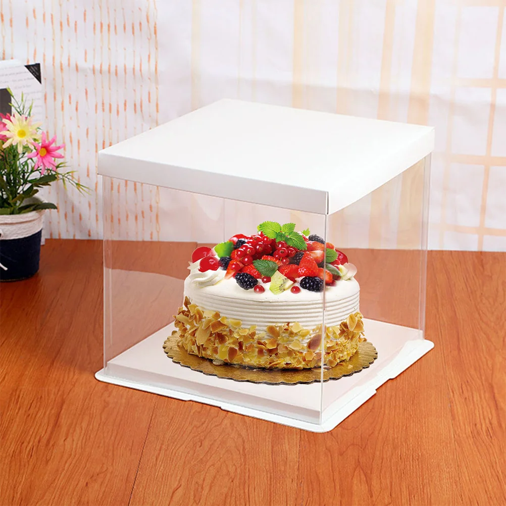 

4pcs Transparent Cake Boxes 6 Inch Food Grade Packaging For Birthday Party Shower Portable Clear Cake Carriers Disposable