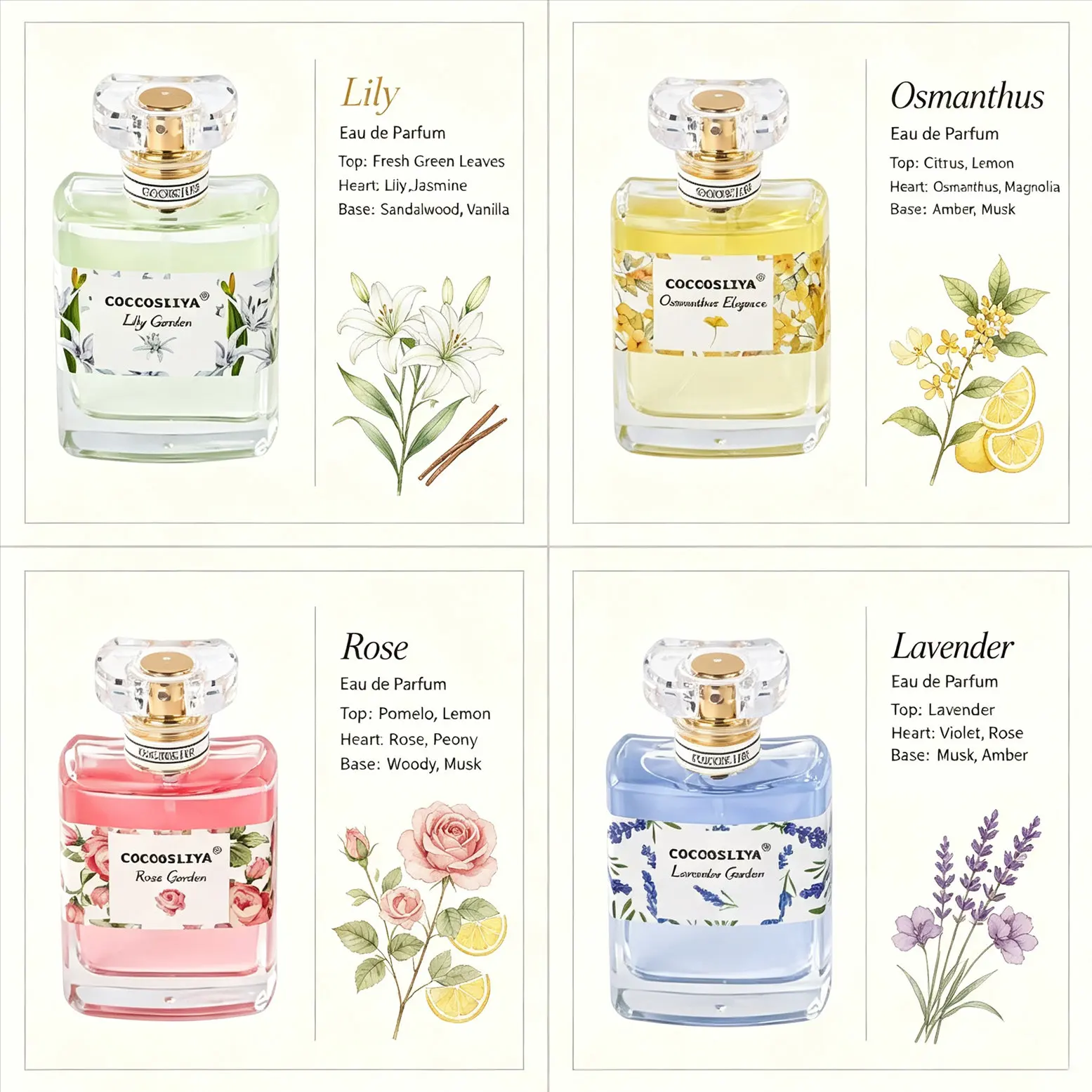 COCOSILIYA Women's Perfume, 1.7oz X 2 Pack, Unisex Fragrance, Natural Floral Scent, Lily, Rose, Osmanthus, Lavender. Fresh and Elegant, Suitable for Everyday Wear and the Office. | Ideal for Gifting or Personal Use, a Top Choice for Women's Gifts. view 6