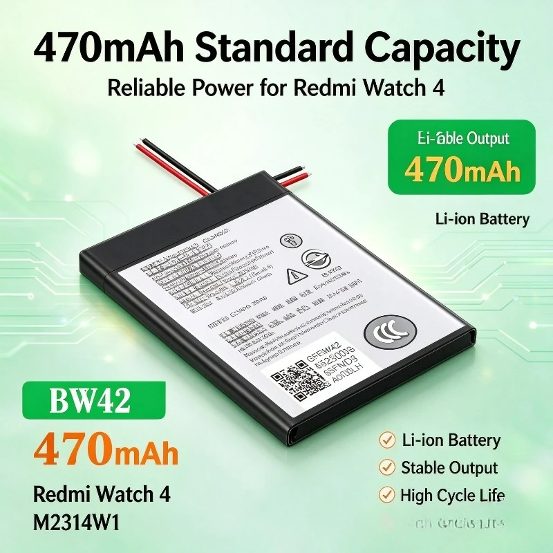Battery BW42 M2314W1 470mAh Lithium Polymer Battery for Xiaomi Redmi Watch 4, Repair Spare Part To Replace Old Battery
