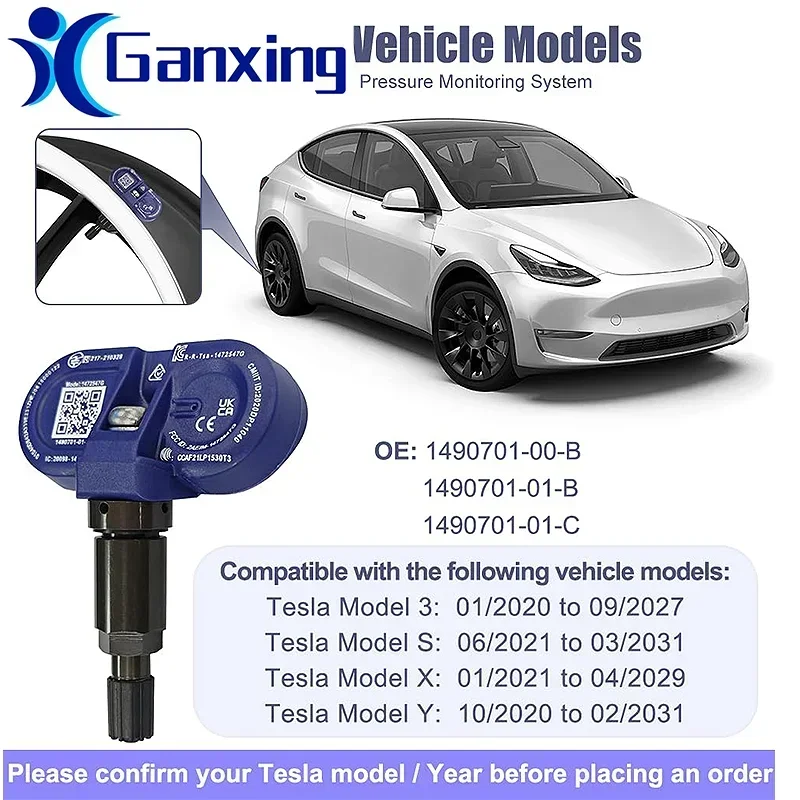 1/4 SZTUK Czujnik ciśnienia w oponach TPMS Bluetooth do Tesla Model 3 S X Y 149070101 C 149070101 B 1472547 1490701 -01-B 1490701 -01-C
