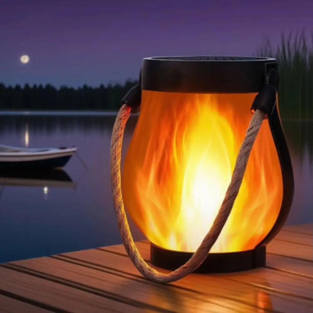 

USB Rechargeable Solar Flame Light 1500mAh 800 Lumens Camping Light Dual Charging Solar Powered Solar Lantern Lights