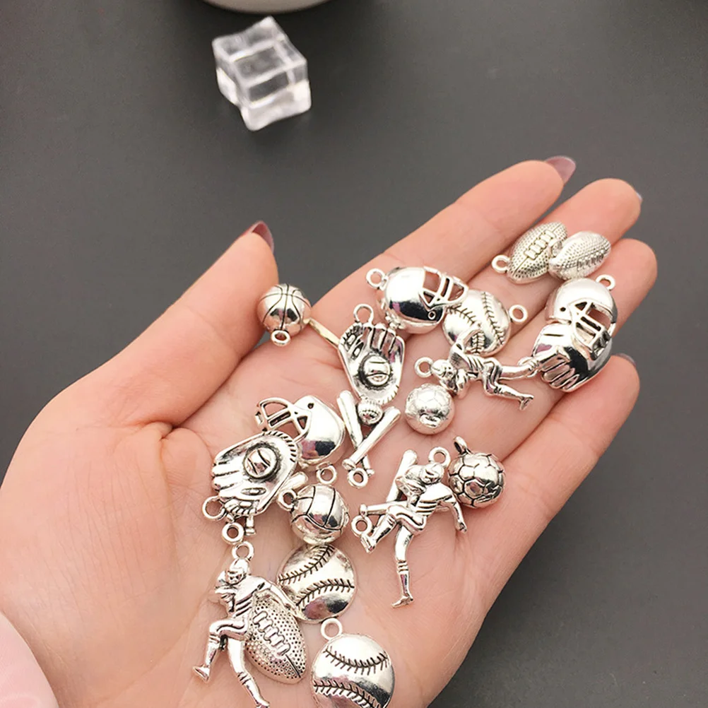

60pcs Baseball Accessories Alloy Diy Diy Pendant Charms Charm Set For Jewelry Making Necklace Bracelet Keychain Craft
