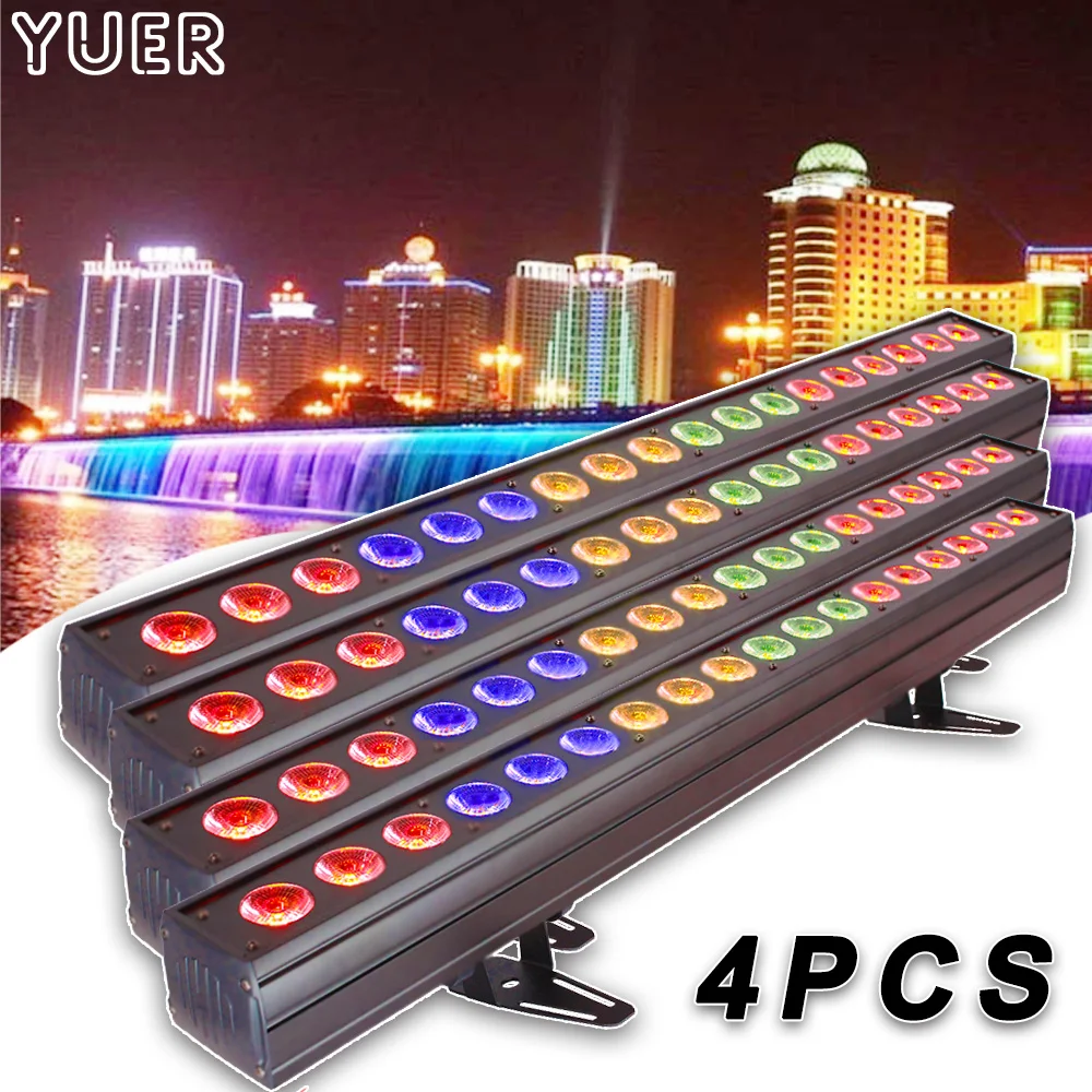 4PCS LED 18x18W RGBWA UV Wash Strobe Bar Effect Flood Down Stage Lighting Dj Disco Party Wedding Running Horse Effect Lights