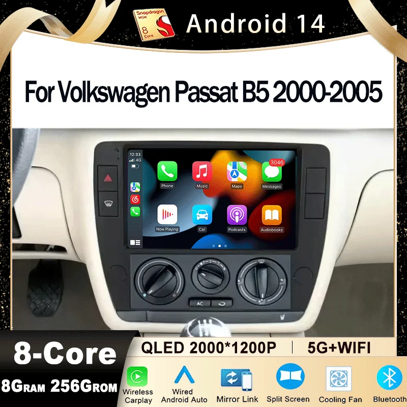 Android 14 Car Radio For Volkswagen VW Passat B5 2000-2005 Multimedia Video Player Stereo GPS 4G Carplay Autoradio 5G+WIFI DSP