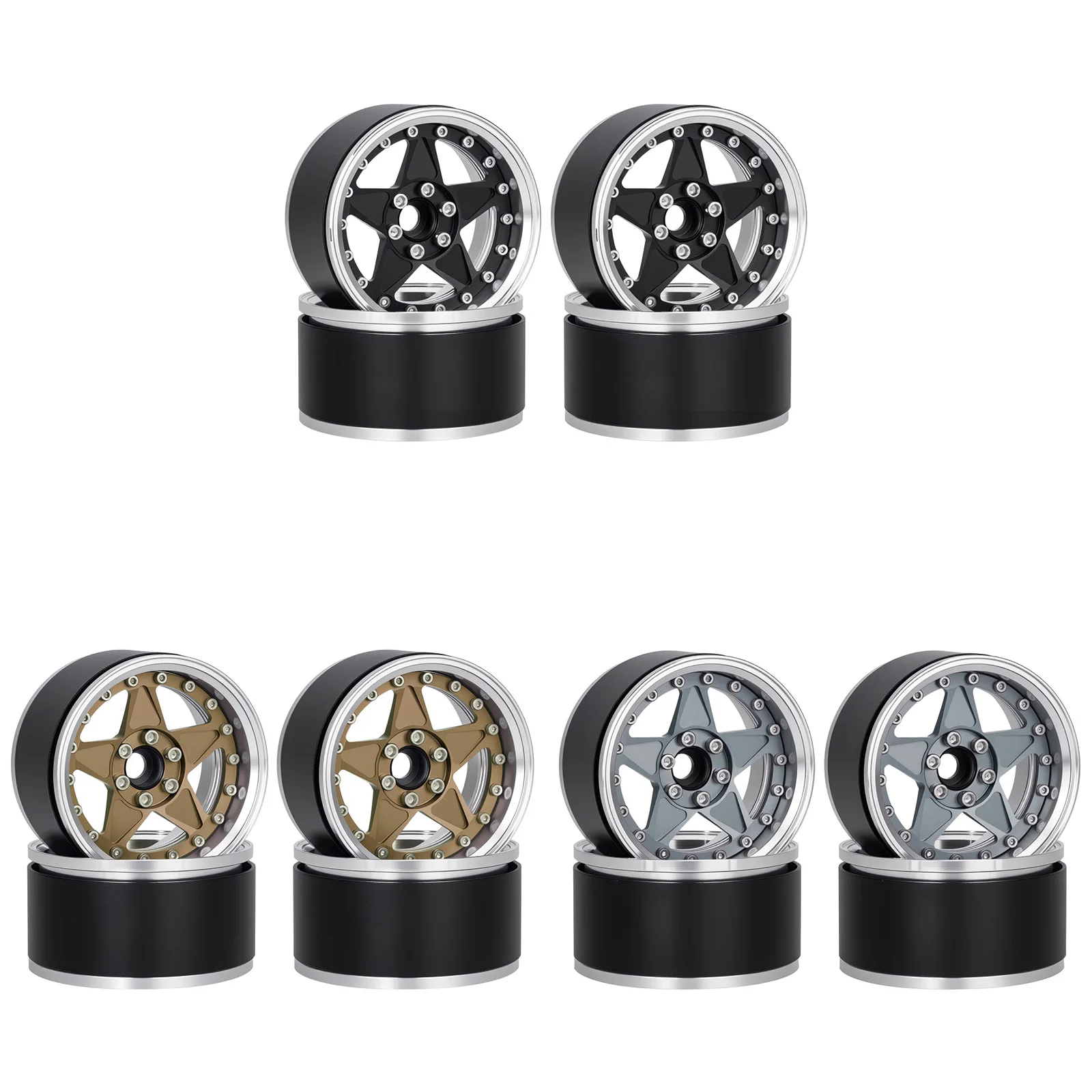 2.2 Inch Aluminum Beadlock Wheels Rim Hub for 1/10 RC Crawler Car Axial SCX10 90046 Wraith Capra TRX4 TRX6 D90 Upgrade Parts