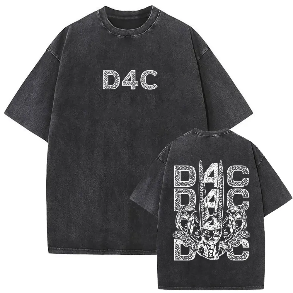 Washed Vintage Anime JoJo's Bizarre Adventure Graphic Tshirt Men Women Manga Casual Short Sleeve T-shirts Male Oversized T Shirt