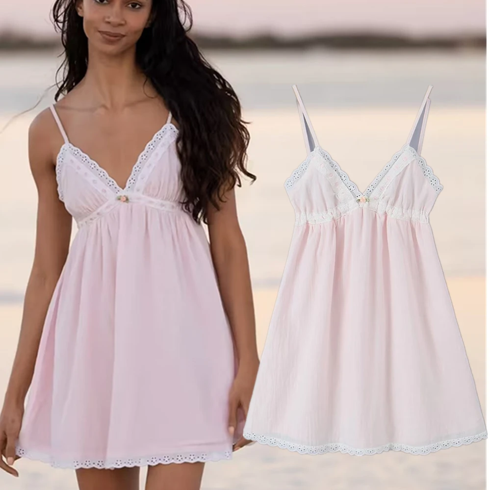 

Withered Fashion Ladies Beach Vacation Dress Summer Lace Lace Sling Mini Dress Women