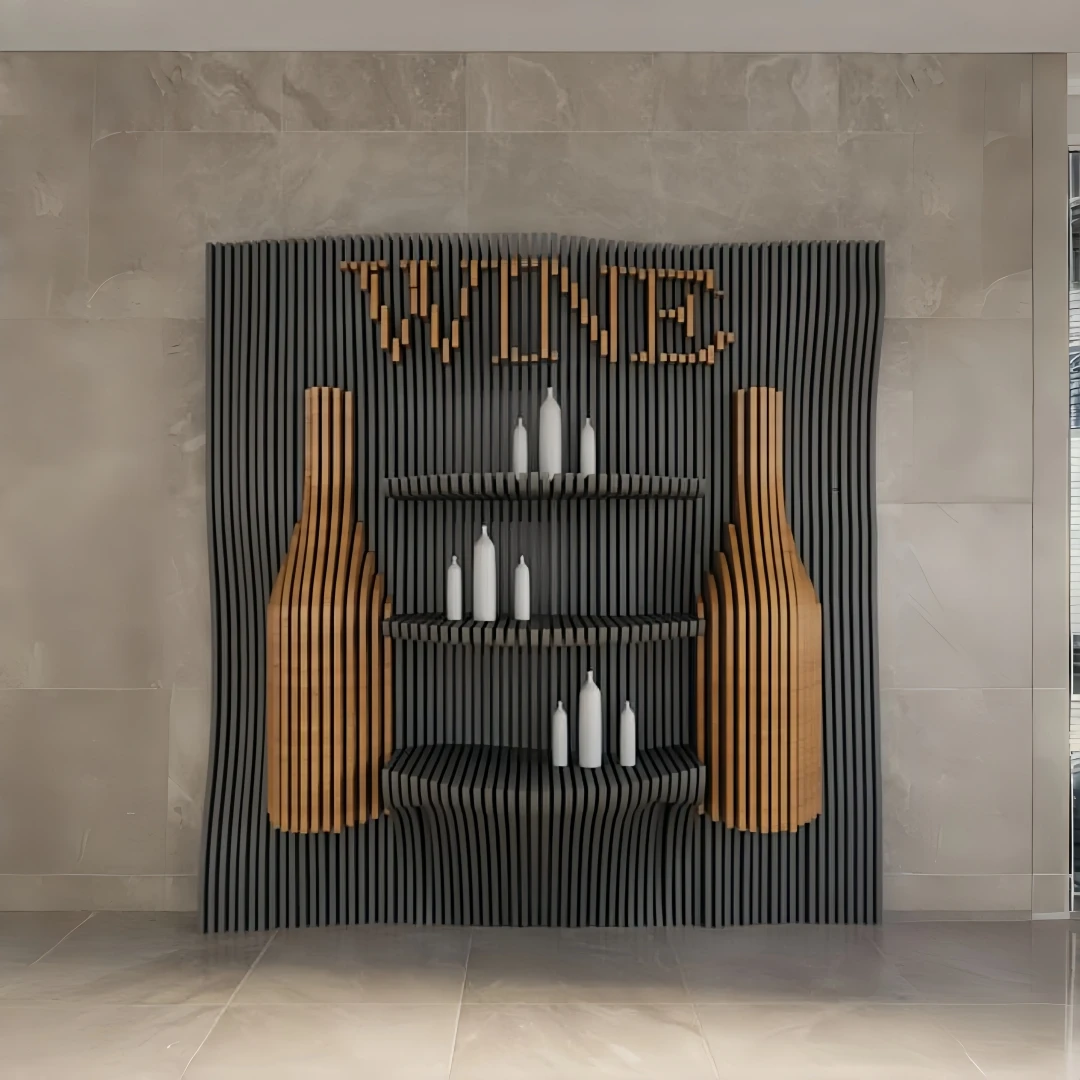 ！@Wooden Display and Storage Artwork Wine Bottle Pattern Decor for Home Bar Villa Store Leisure Area