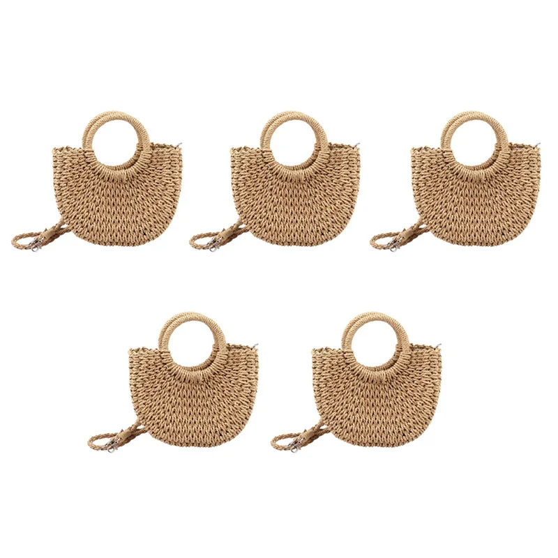 

ABRT-5X Соломенная тканая сумка ручной работы из ротанга, винтажная ретро соломенная веревка, вязаная женская сумка через плечо, коричневая