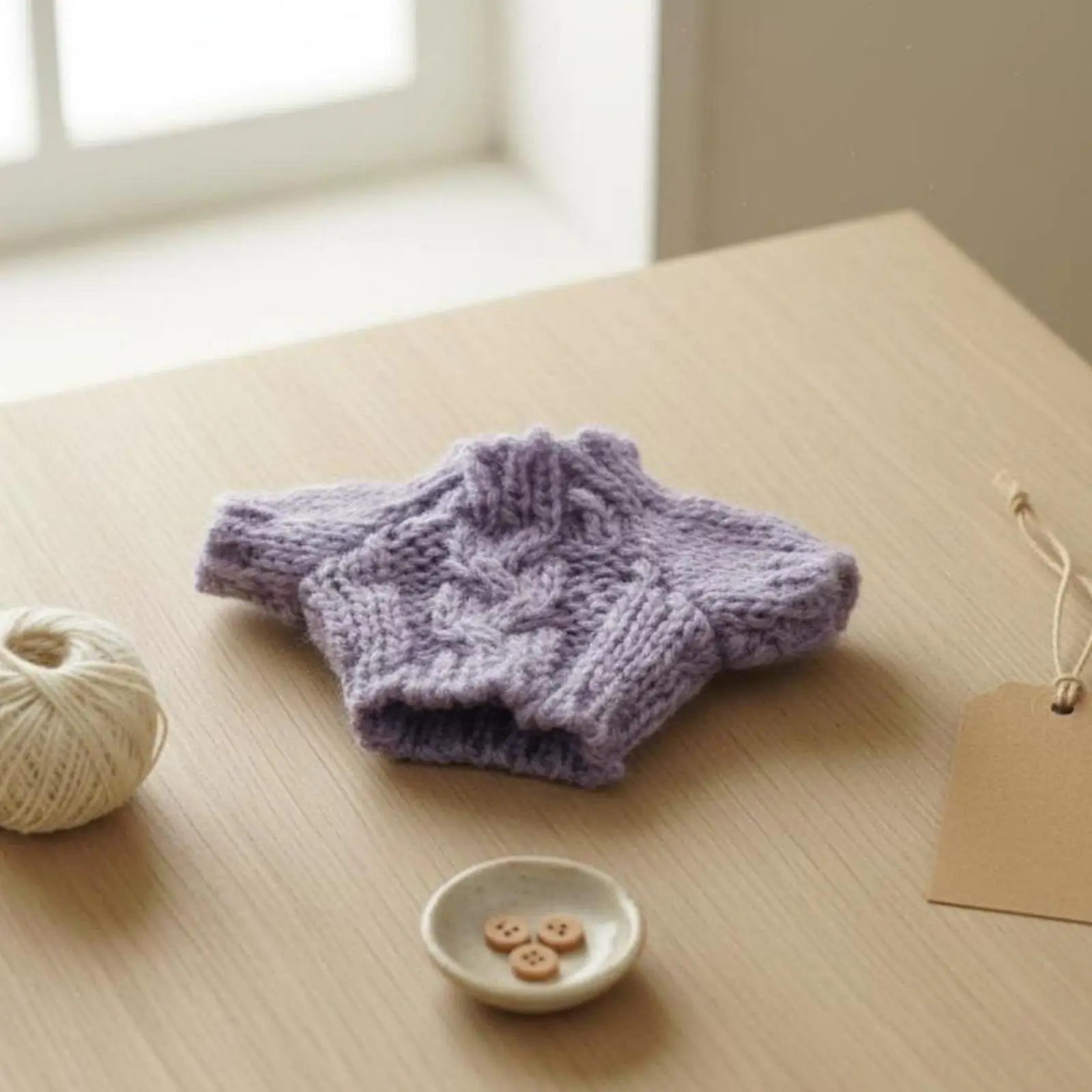 Knitted Miniature Sweater Cotton Doll Pendant Soft Yarn Doll Clothing Accessory for 8cm Dolls Scene Making