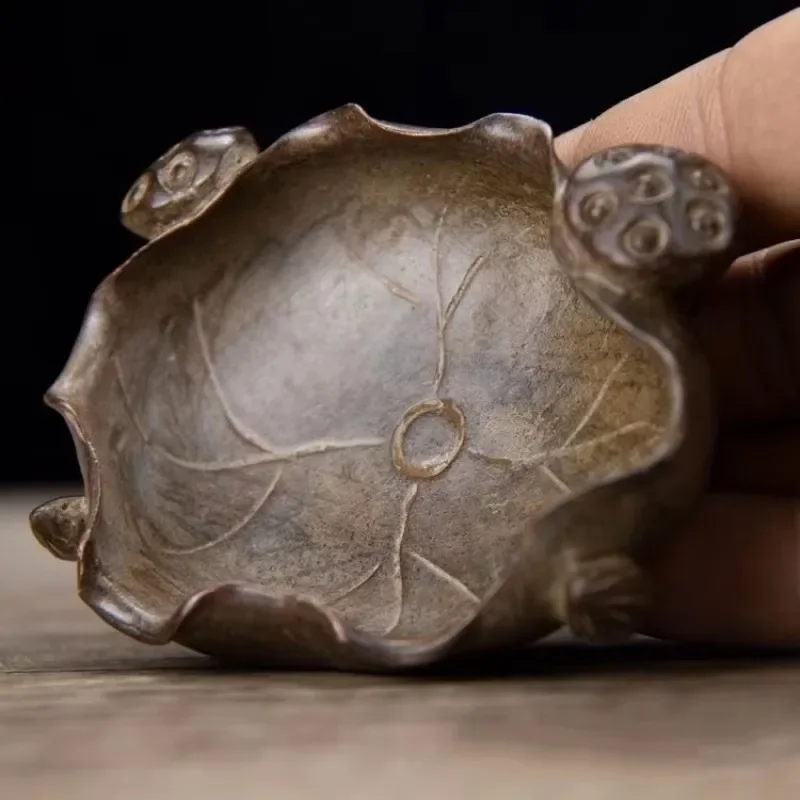 Lotus Leaf Writing-Brush Washer Plate Ashtray Decoration Vintage Old Pulp Study Supplies Decoration Home Incense Holder De
