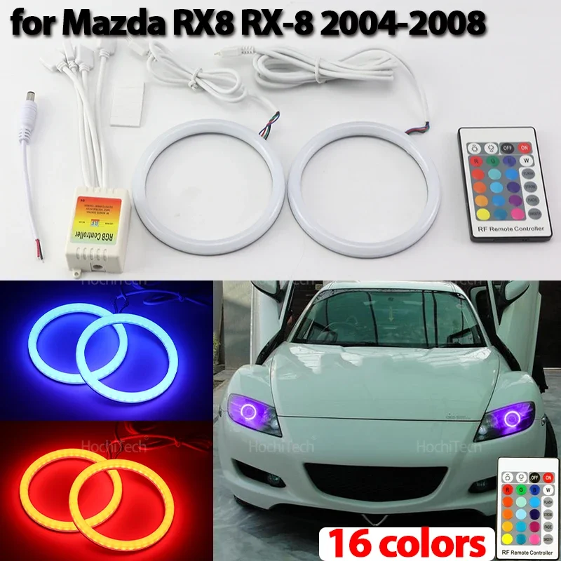 Remote Control Daytime Light Angel Eyes LED Cotton RGB 16-Color Headlight Ring Kit for Mazda RX8 RX-8 2004-2008 Car Accessories