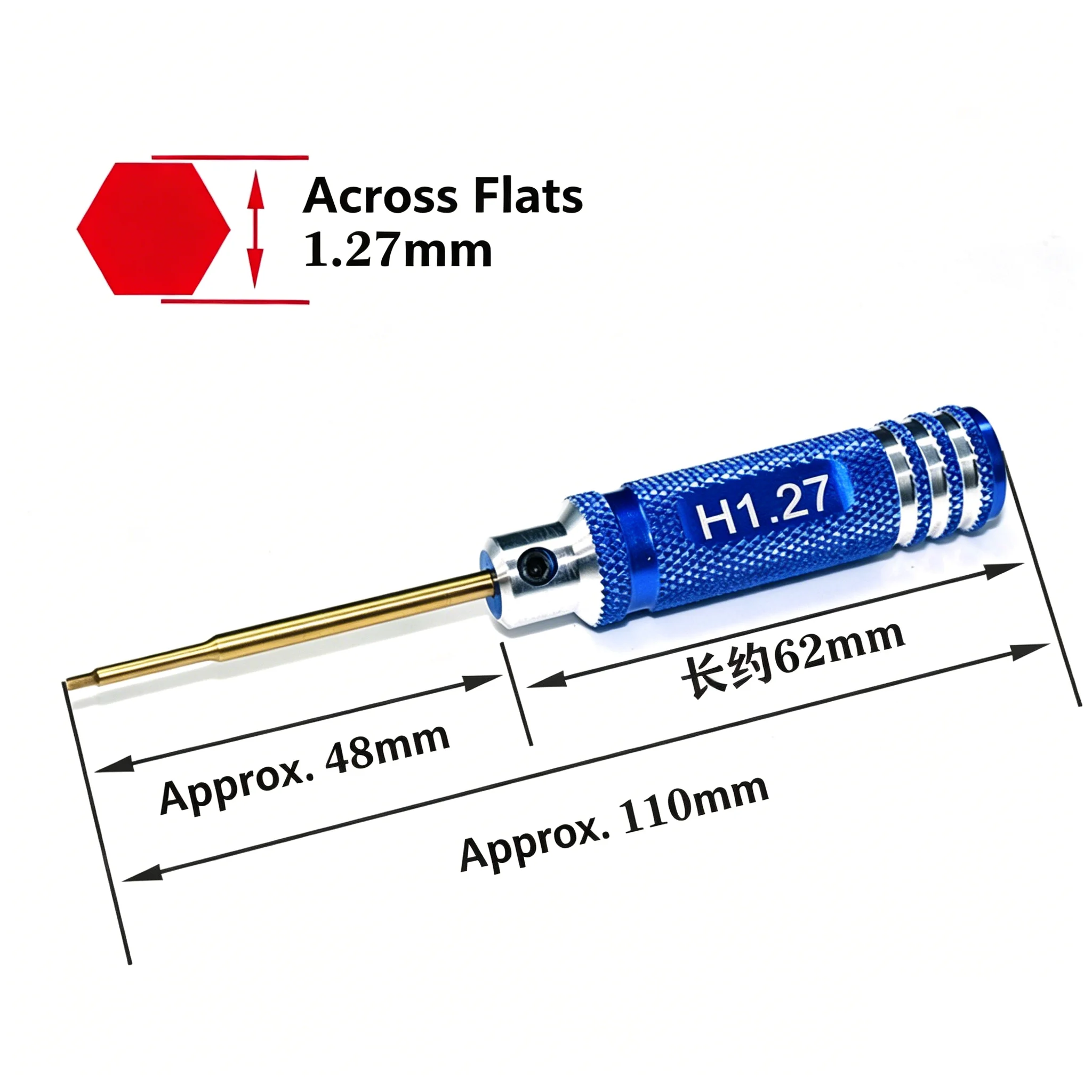 English: LC Series Mini Portable HSS Hex Screwdriver Bits, Metric Allen Keys H0.9/H1.5/H2, High Hardness Hand Tools for RC Model
