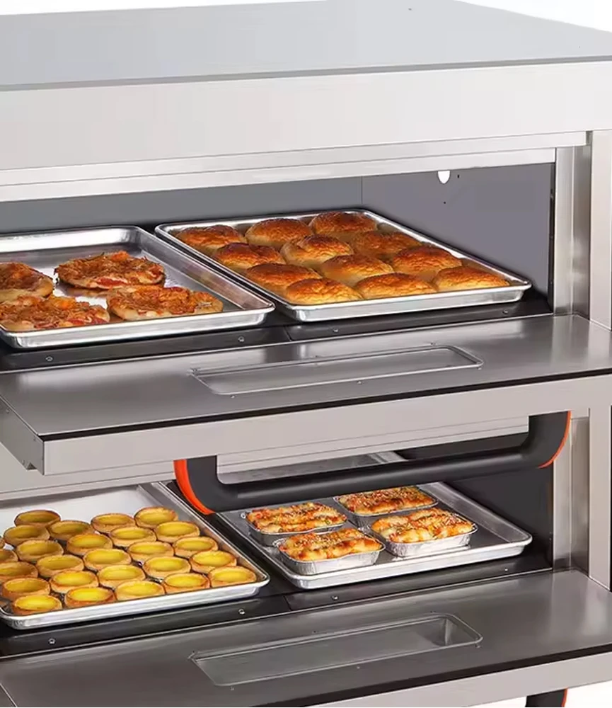 Commercial 3 Deck 6 Trays Convection Oven Digital Electric Bread Baking Oven Stainless Steel Automatic Pizza Heat Oven