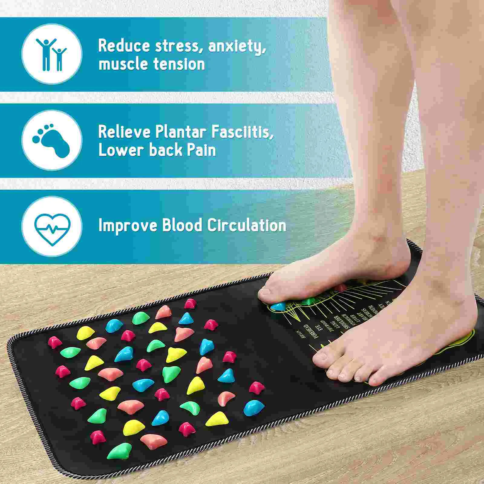 Foot Massaging Mat Acupoint Massage Cushion Walker Relaxation Massager Home Pad Pp Roller