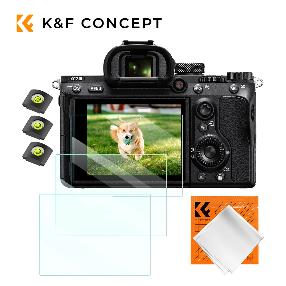 مجموعة ملحقات الكاميرا K&F CONCEPT واقي شاشة * 3 مع الحذاء الساخن * 3 لسوني A9، A7III، A7R II، 7II، 7S II، A9II، A7R III، A1،