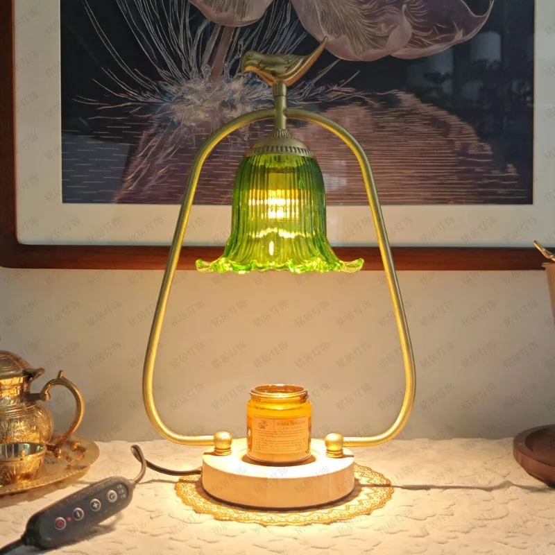 

Pastoral all-copper bird aromatherapy lamp, wax melting lamp, dimmable and timed bedroom bedside desk lamp, ambient lamp