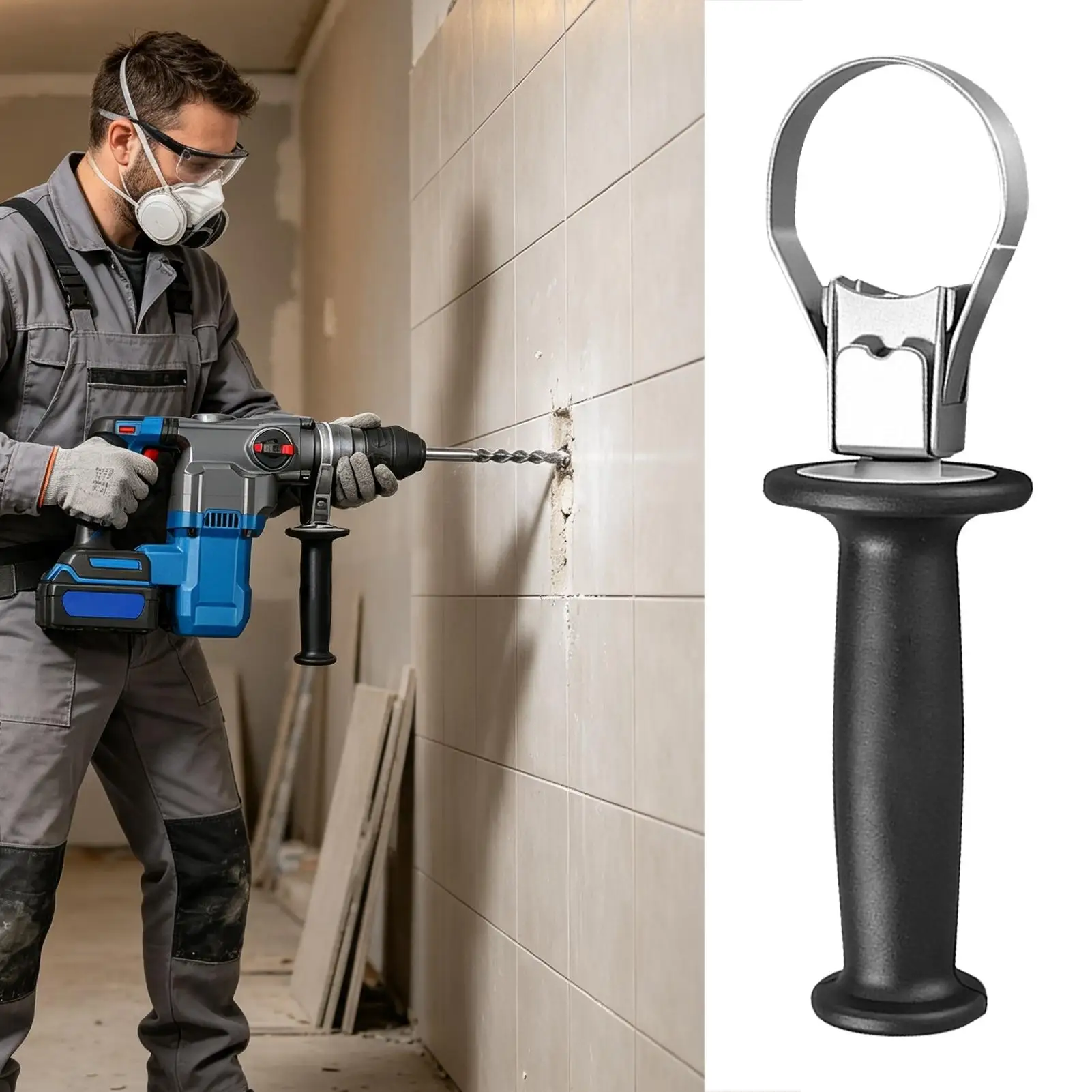 Electric Hammer Drill Front Handle 60-65mm Adjustable Heavy Duty Accessory Non-Slip Electric Hammer Side Handle For Construction