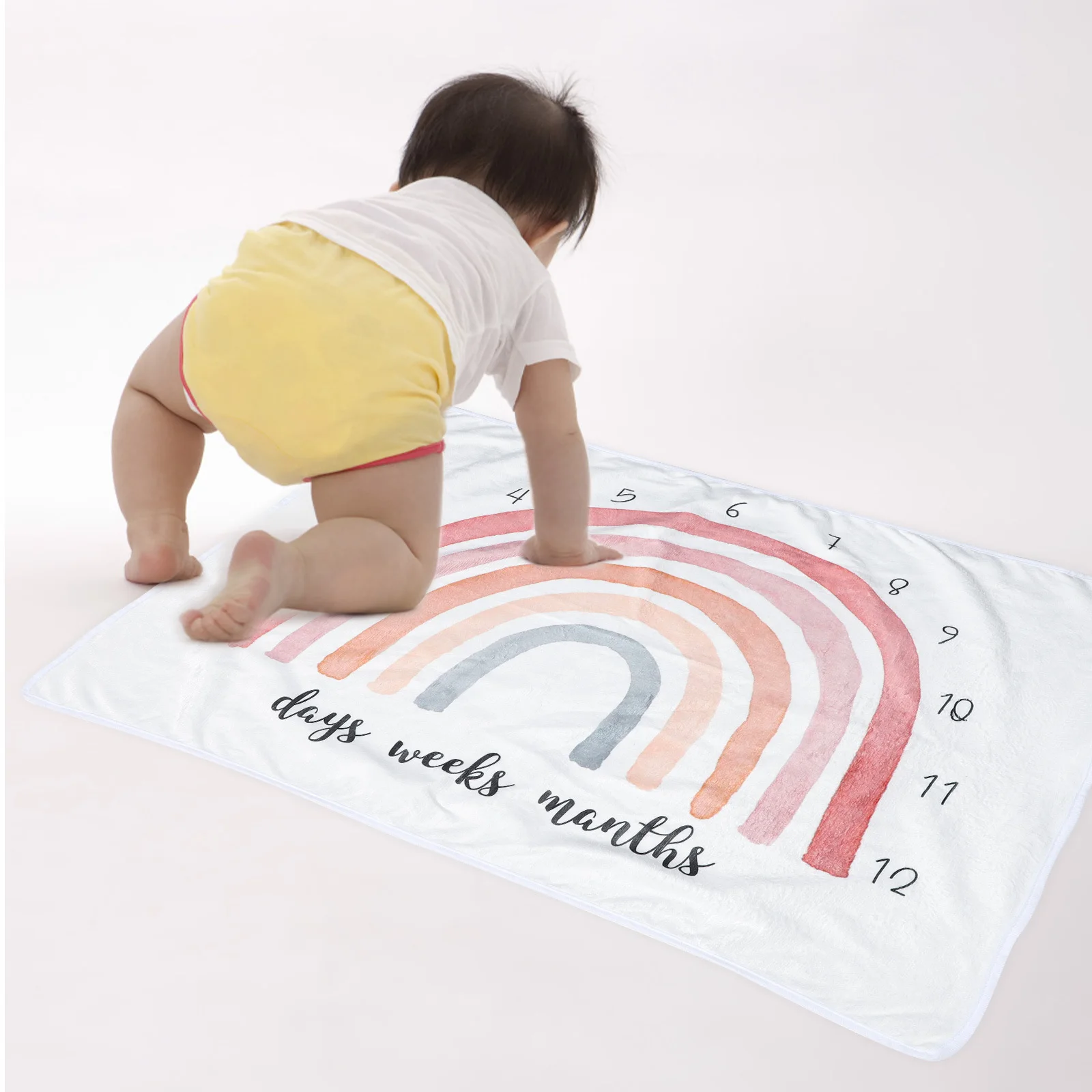 

Радужное детское одеяло, фланелевое реквизит для фотосессии новорожденных, одеяло с ежемесячной памятью, украшение для фона для фотосъемки