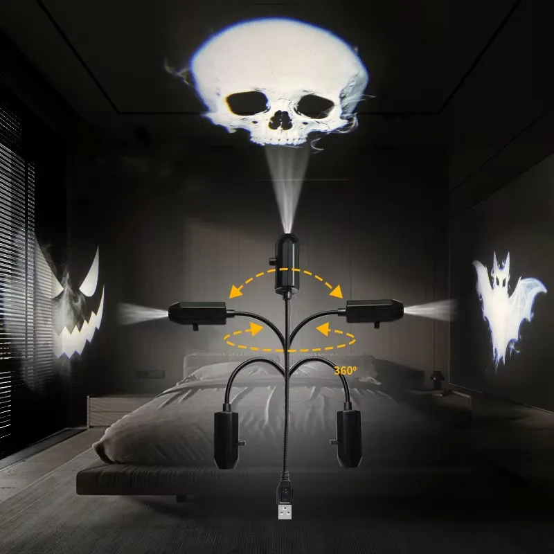 USB Projector Light Halloween Christmas Atmosphere Projector LED Skull Ghost Pumpkin Projection Lamp for Party Wall Ceiling - view 3