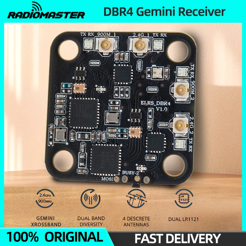 Radiomaster DBR4 Receiver 2.4GHz ELRS Dual Band Gemini Xrossband ExpressLRS RX 2.4G&900MHz For RC FPV Racing