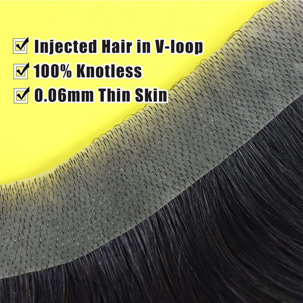 Natural Human Hair Forehead Hairline Toupee Men\'s Capillary Prosthesis Thin Skin Hairpiece Replacement System Remy Hair