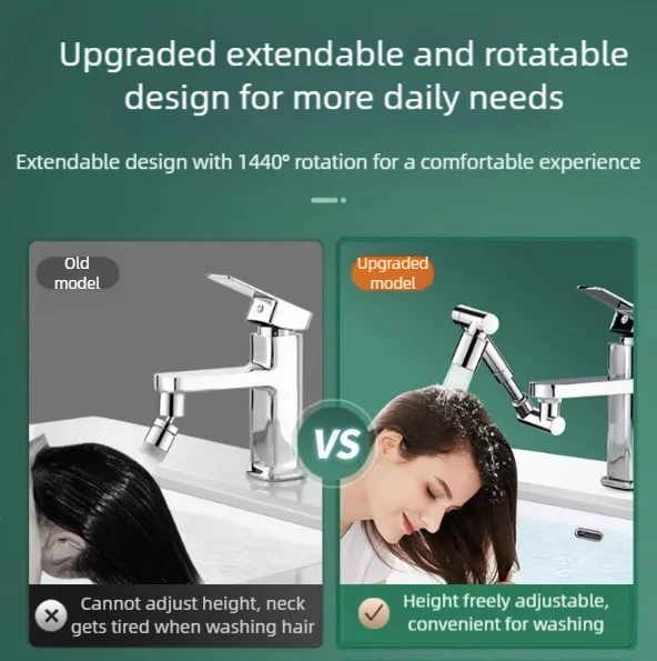 قابل للسحب العالمي 1440 ° ذراع آلي دوار تمديد صنبور مهوية بالوعة المطبخ صنبور موسع 2 وضع تدفق المياه