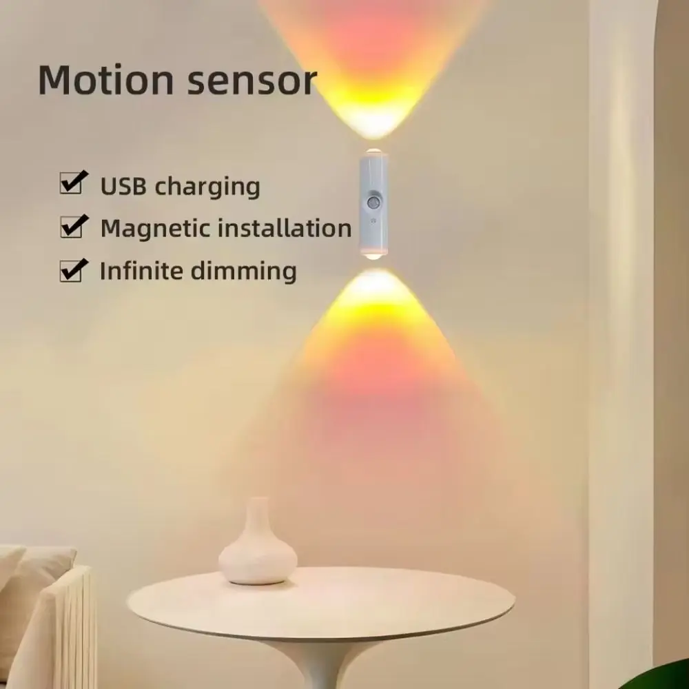 Rechargeable LED Sensor Light Energy Saving 3-7 Colors Changing Bedroom Night Light Automatic Control Magnetic