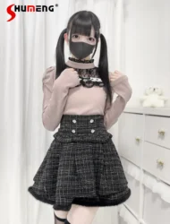 Japanese Mine Style Mass-produced High Waist A-line Heart Diamond Fluffy Splicing Double-layer Sweet Lolita Short Skirts Women