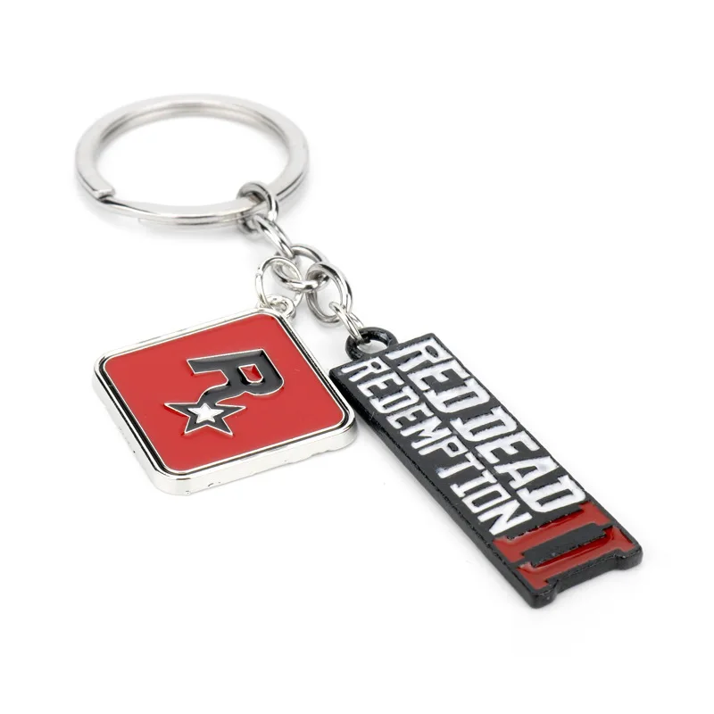 Red Dead Redemption 2 Keychain Men Cosplay Game Gun Pendant Car Key Rings Metal Key Accessories Key Props Bag Jewelry Fans Gift