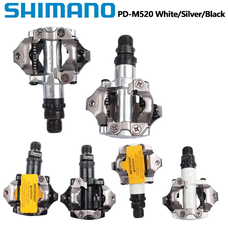 For Shimano Deore M6000 M520 Pedal PD-M520 Double-sided Pedal SPD Black Silver Pedal For MTB Mountain Bike Pedal Center 55mm